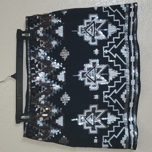 Express Factory Sequin Micro Mini Skirt Medium Black Dinner Date Night Holiday